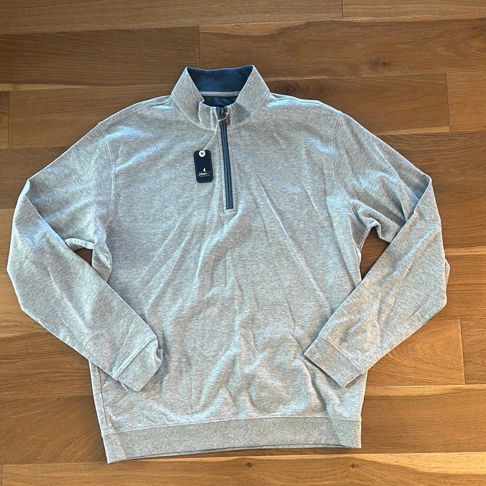 johnnie-O Gray Zip Up Sweater with Quarter-Zip Style and Relaxed Fit